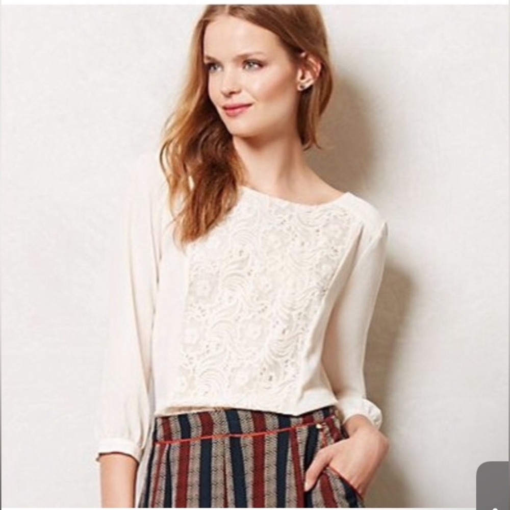 Anthropologie Maeve blouse with lace detailing